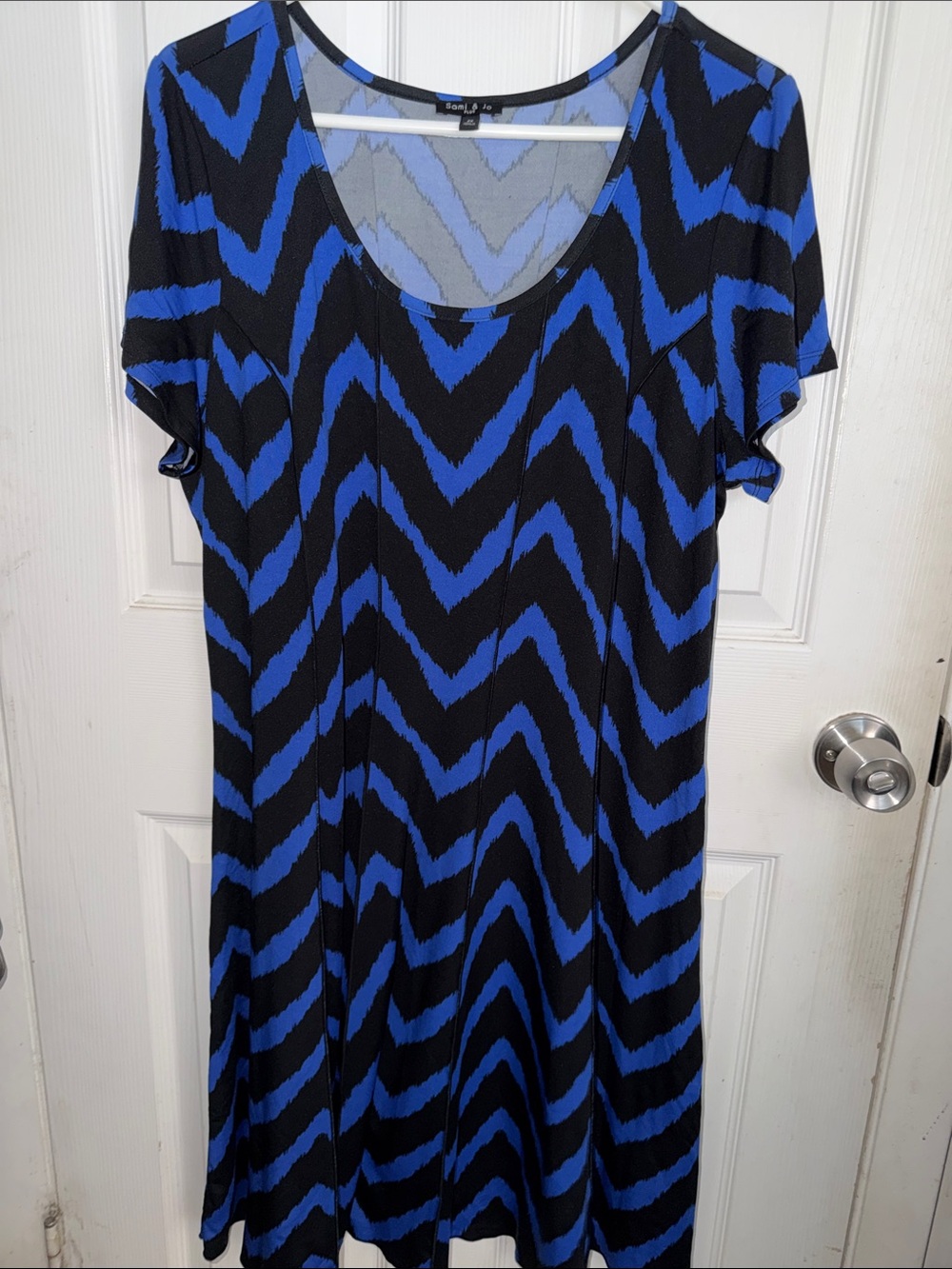 Sami & Jo Black and Royal Blue Chevron Swing Dress